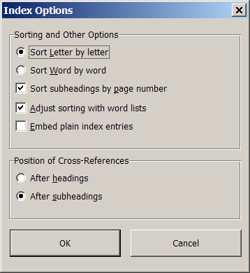 DEXter sorting options